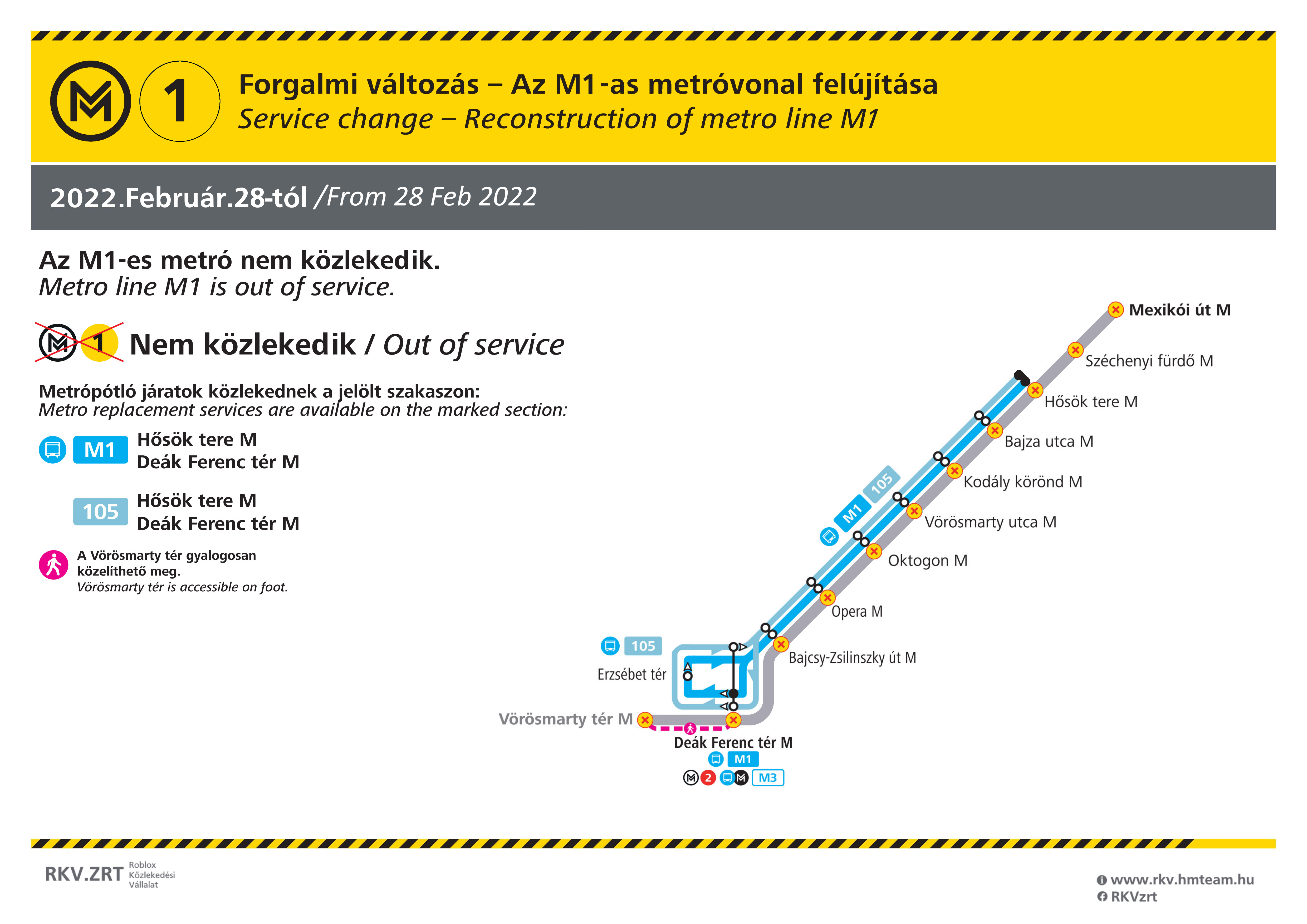 Változás M1-es metró közlekedésében